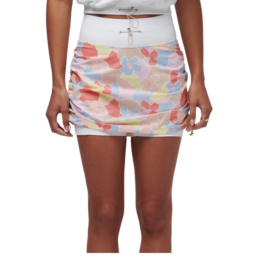 Travis Mathew Dune Grass Skort Pastel Floral Print Ruched Sides Size XL NWT